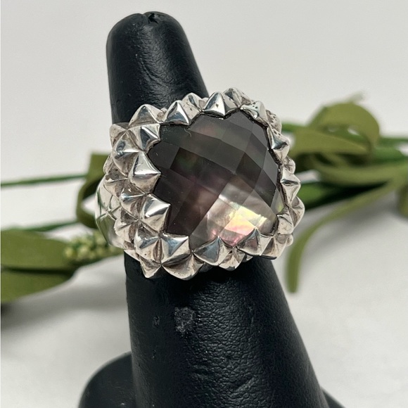 Stephen Webster Superstud Black Mother-of-Pearl Quartz Doublet .925 Ring - Picture 1 of 10